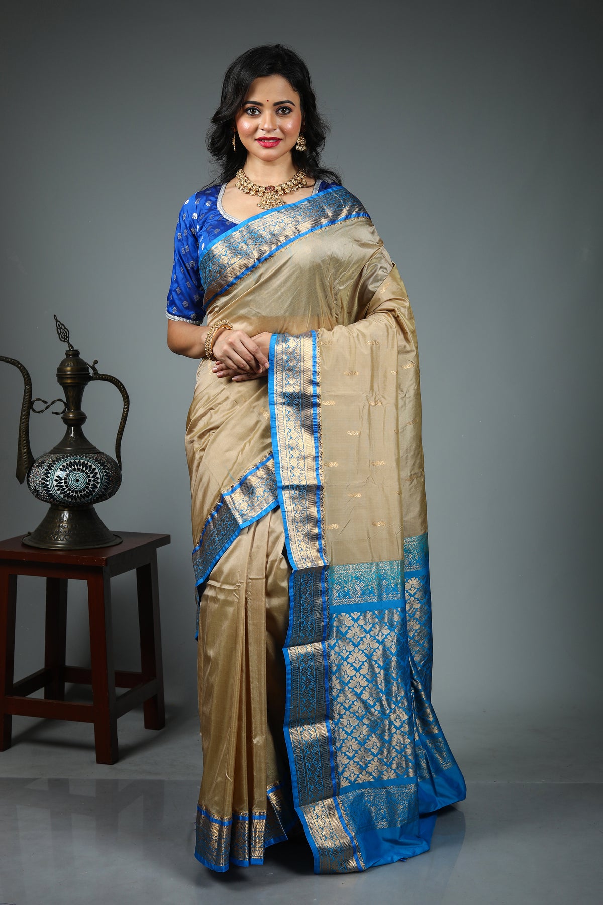 Offwhite Pure Kanjivaram Silk Saree