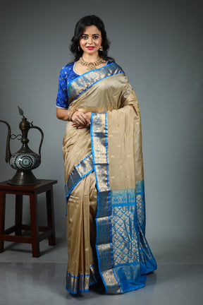 Offwhite Pure Kanjivaram Silk Saree