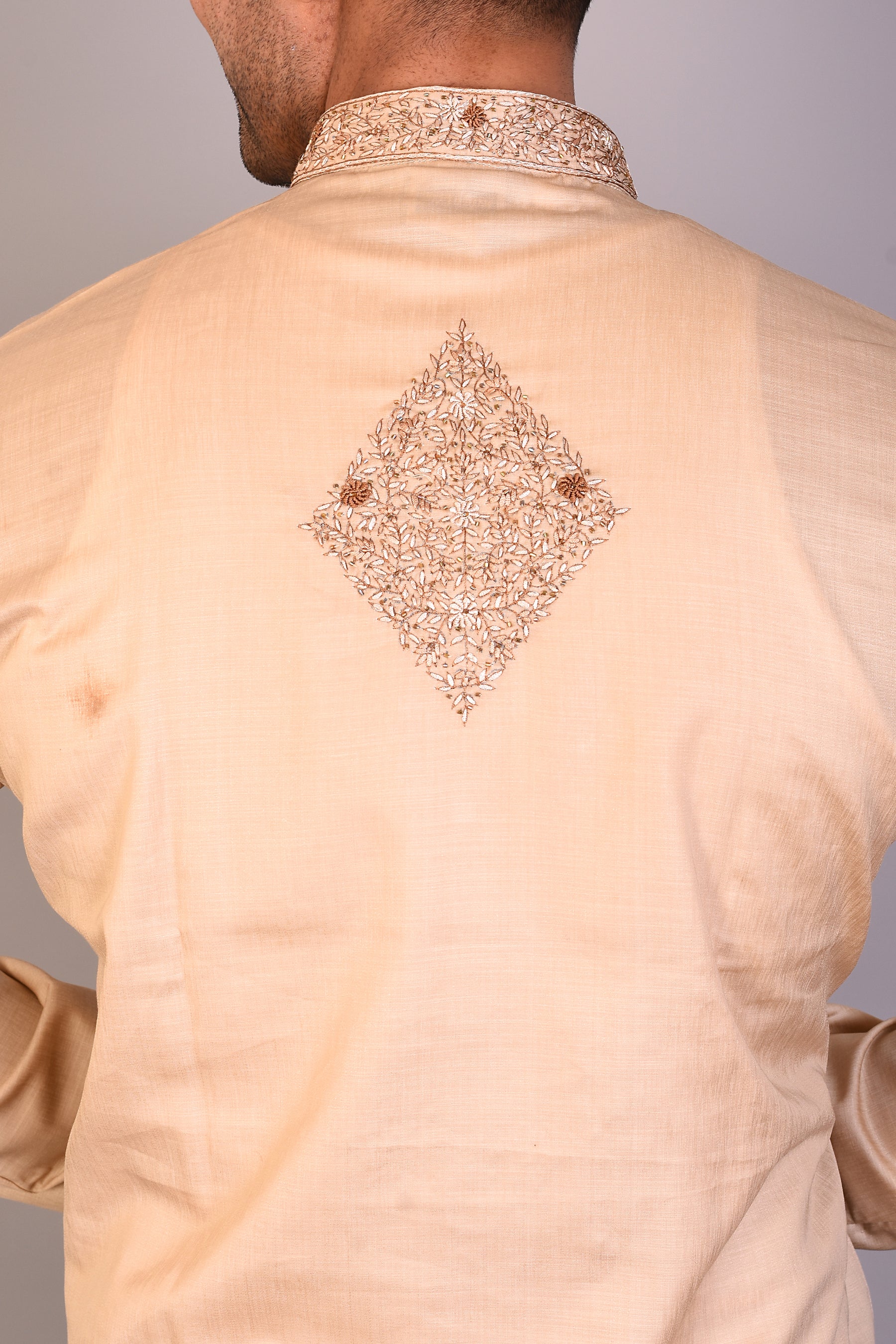 Long Tussar Silk Kurta with Full Sleeves