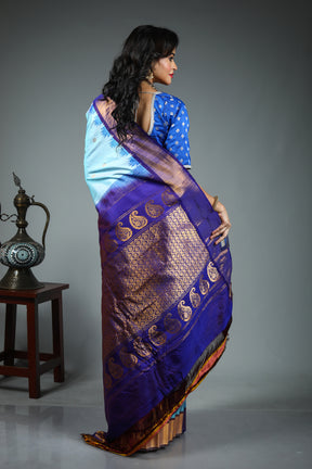 Light Blue Pure Gadwal Silk Saree