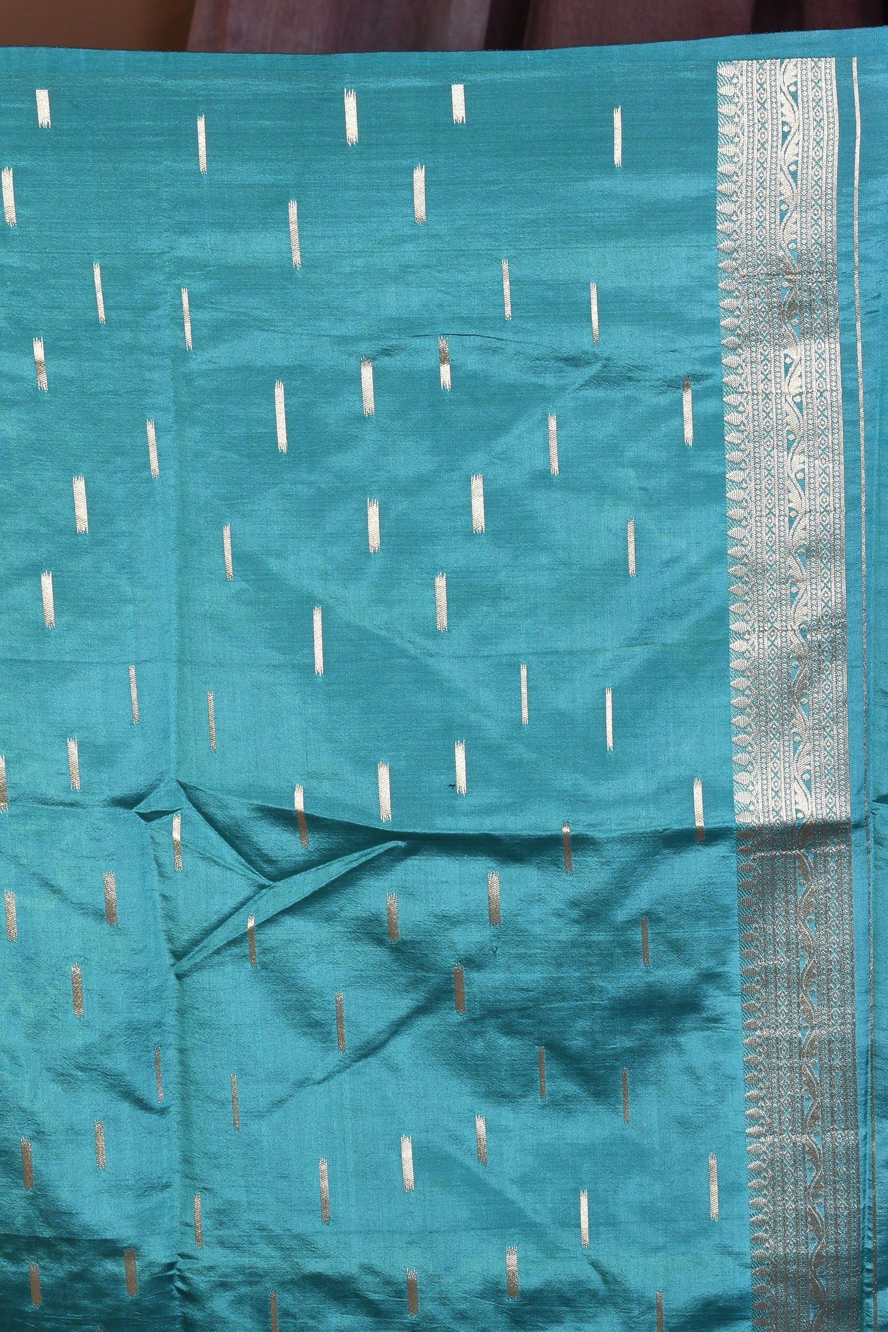 Borderless Prussian Blue Blended Silk Saree - Keya Seth Exclusive