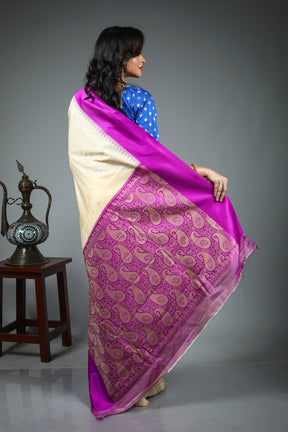 Offwhite Blended Gadwal Silk Saree