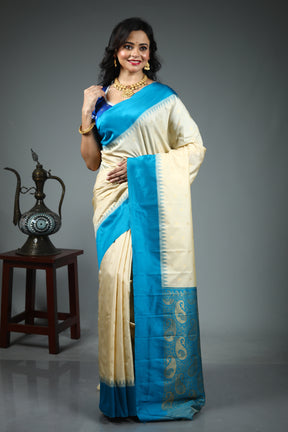 Offwhite Blended Gadwal Silk Saree