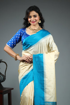 Offwhite Blended Gadwal Silk Saree
