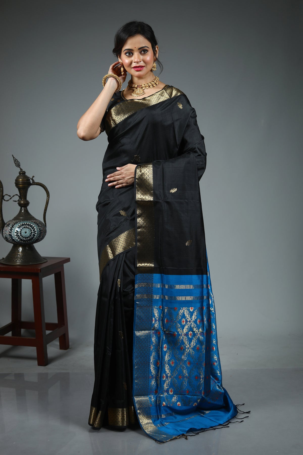 Black Pure Kanjivaram Silk Saree