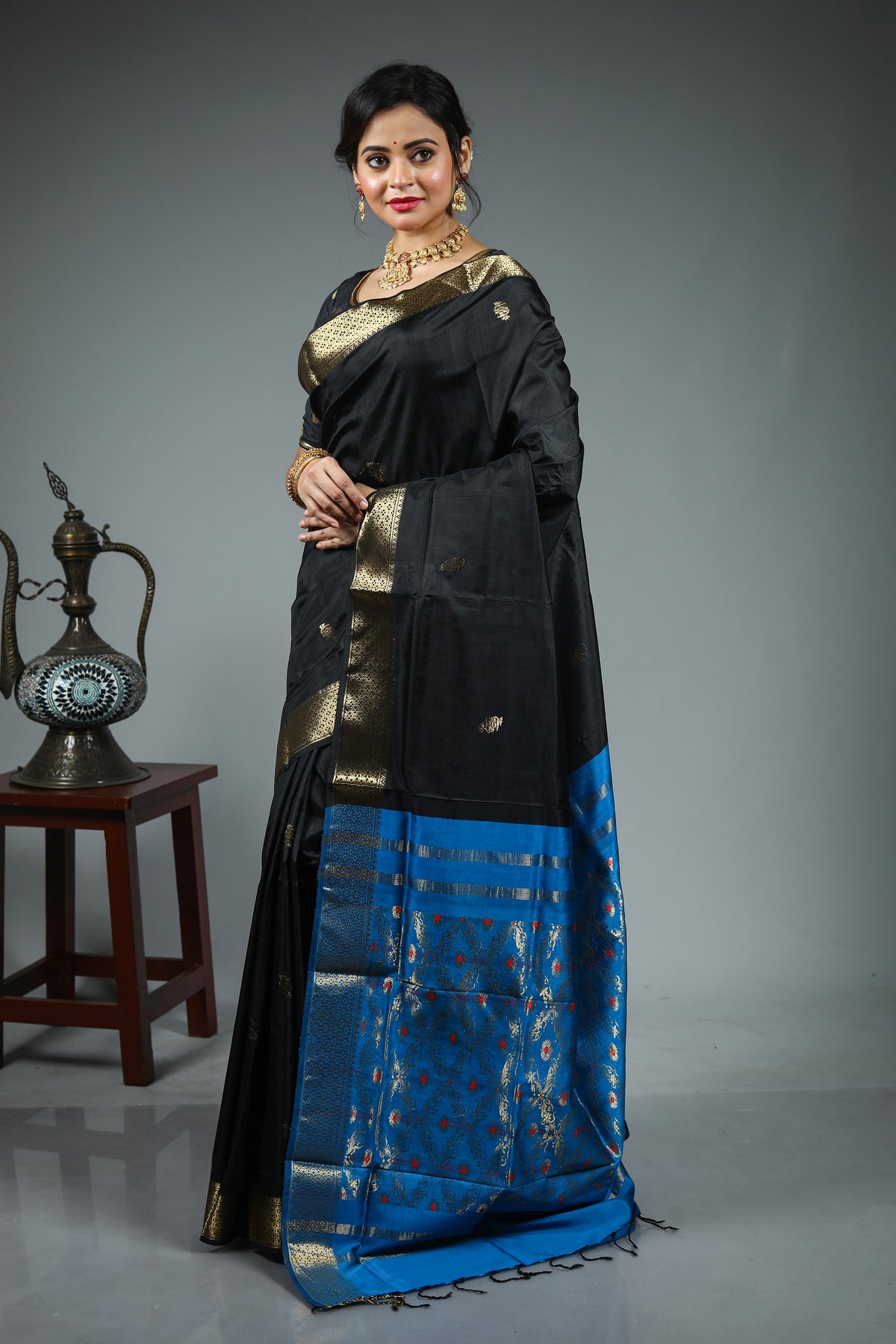 Black Pure Kanjivaram Silk Saree