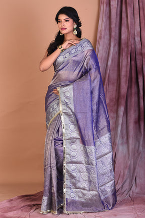 Mauve Blended Tissue Saree with Zari Work - Keya Seth Exclusive