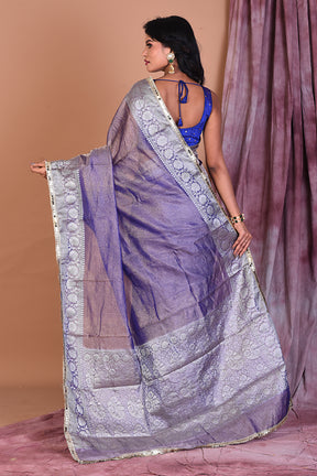 Mauve Blended Tissue Saree with Zari Work - Keya Seth Exclusive