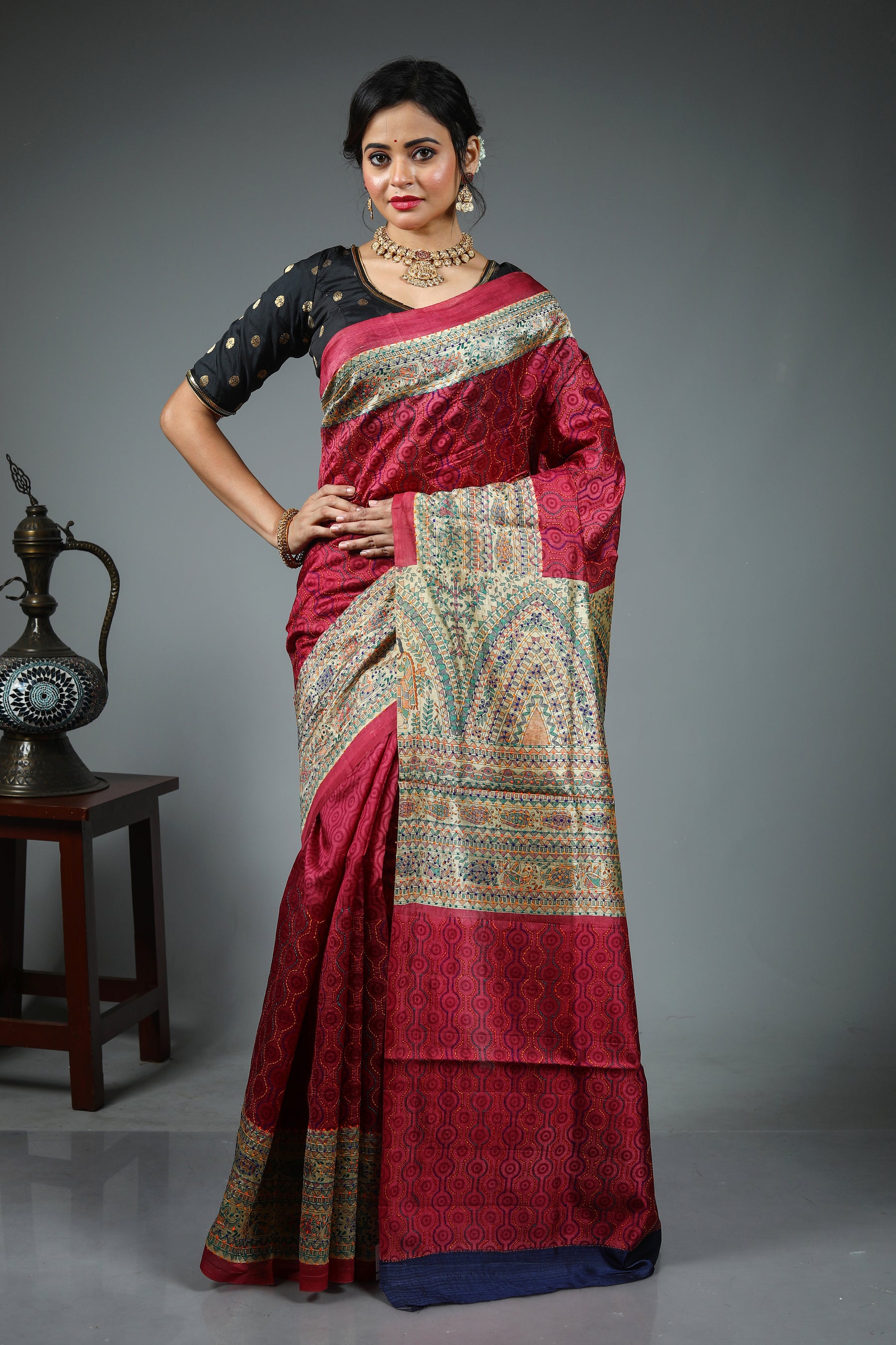 Pink Tussar Saree