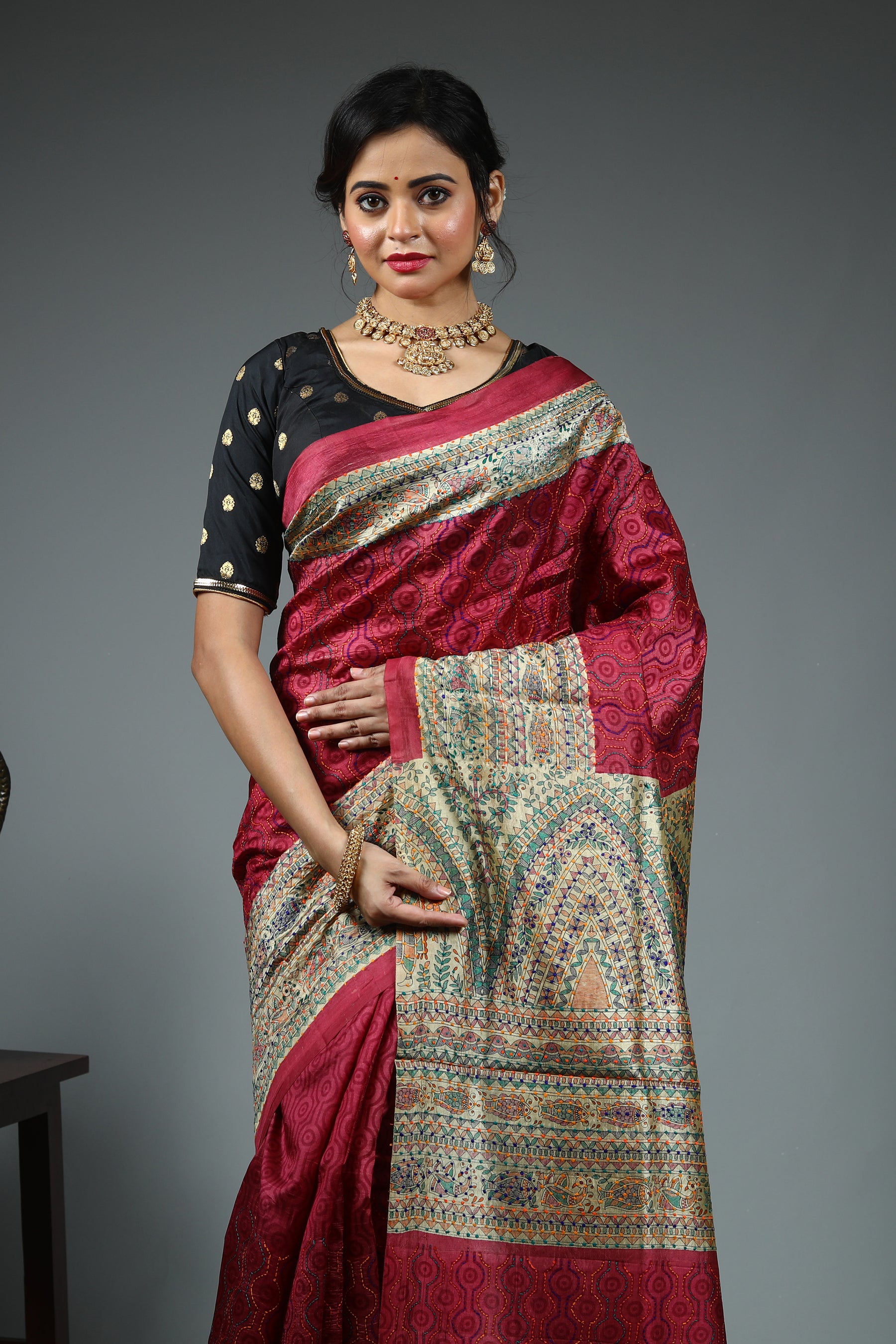 Pink Tussar Saree