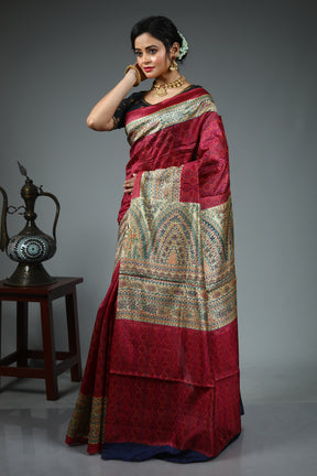 Pink Tussar Saree