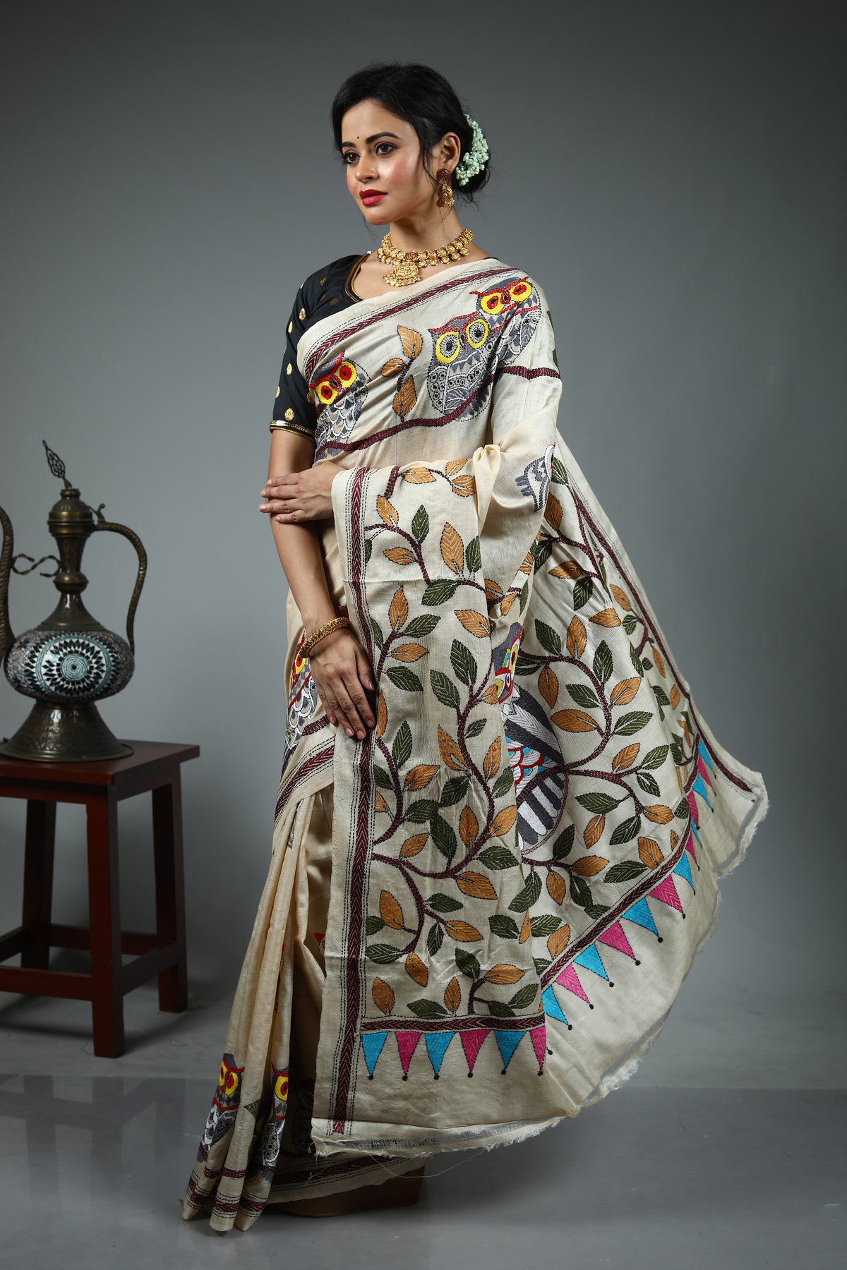 Offwhite Tussar Saree