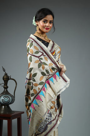 Offwhite Tussar Saree