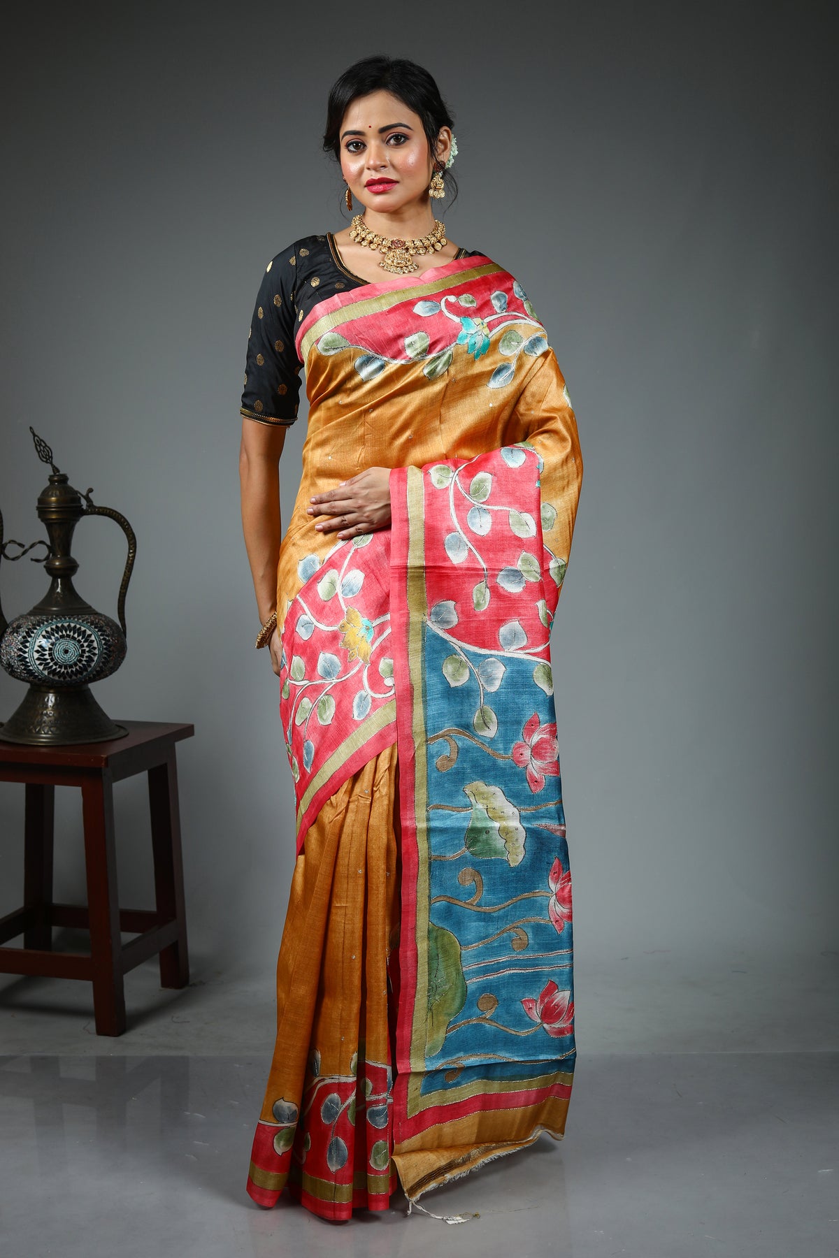 Yellow Tussar Saree