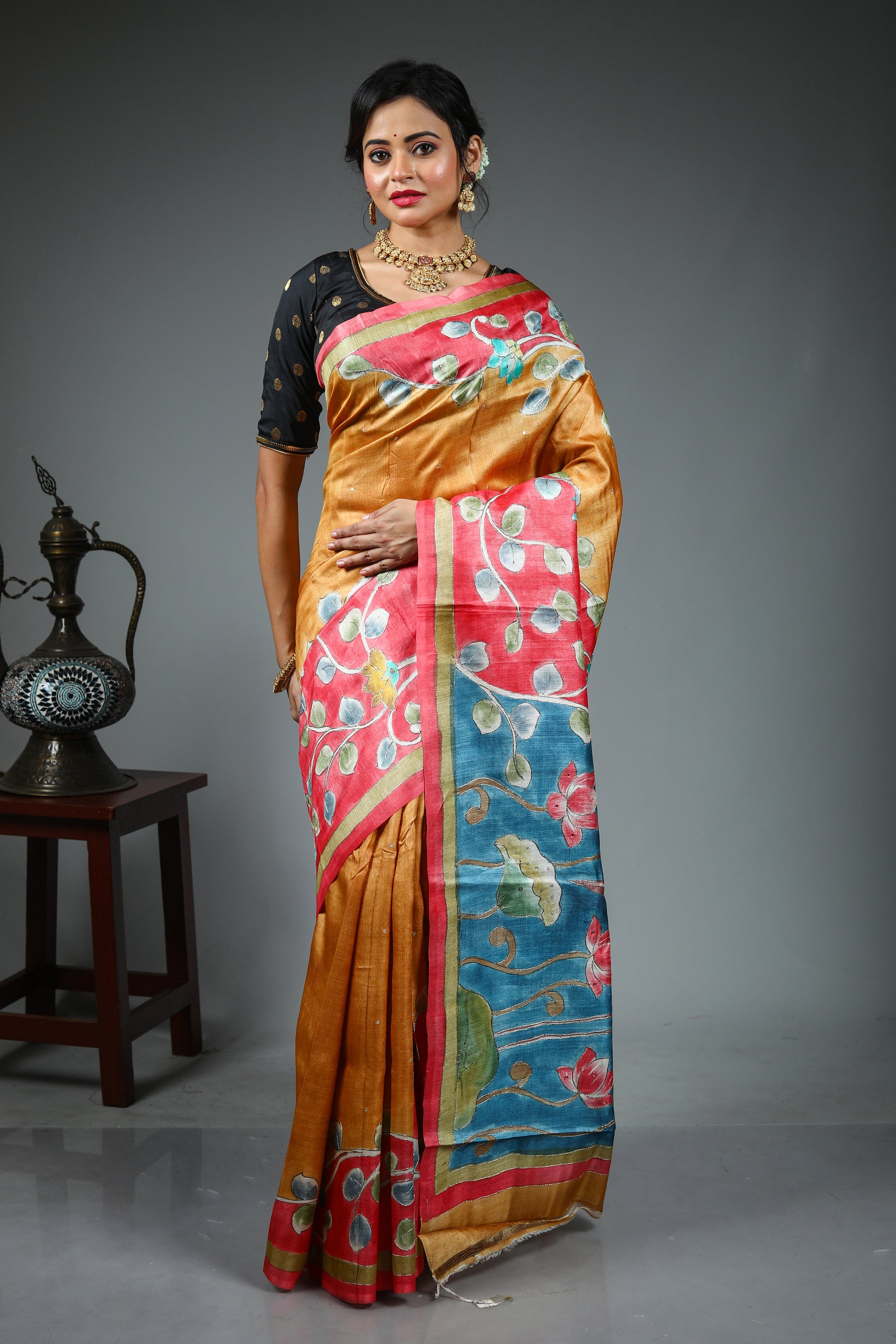 Yellow Tussar Saree