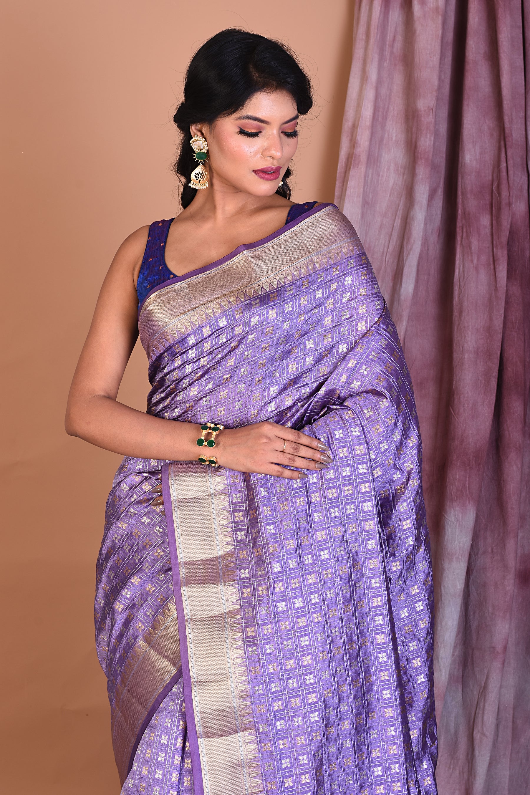 Lavender Blended Silk Saree with Golden Zari - Keya Seth Exclusive