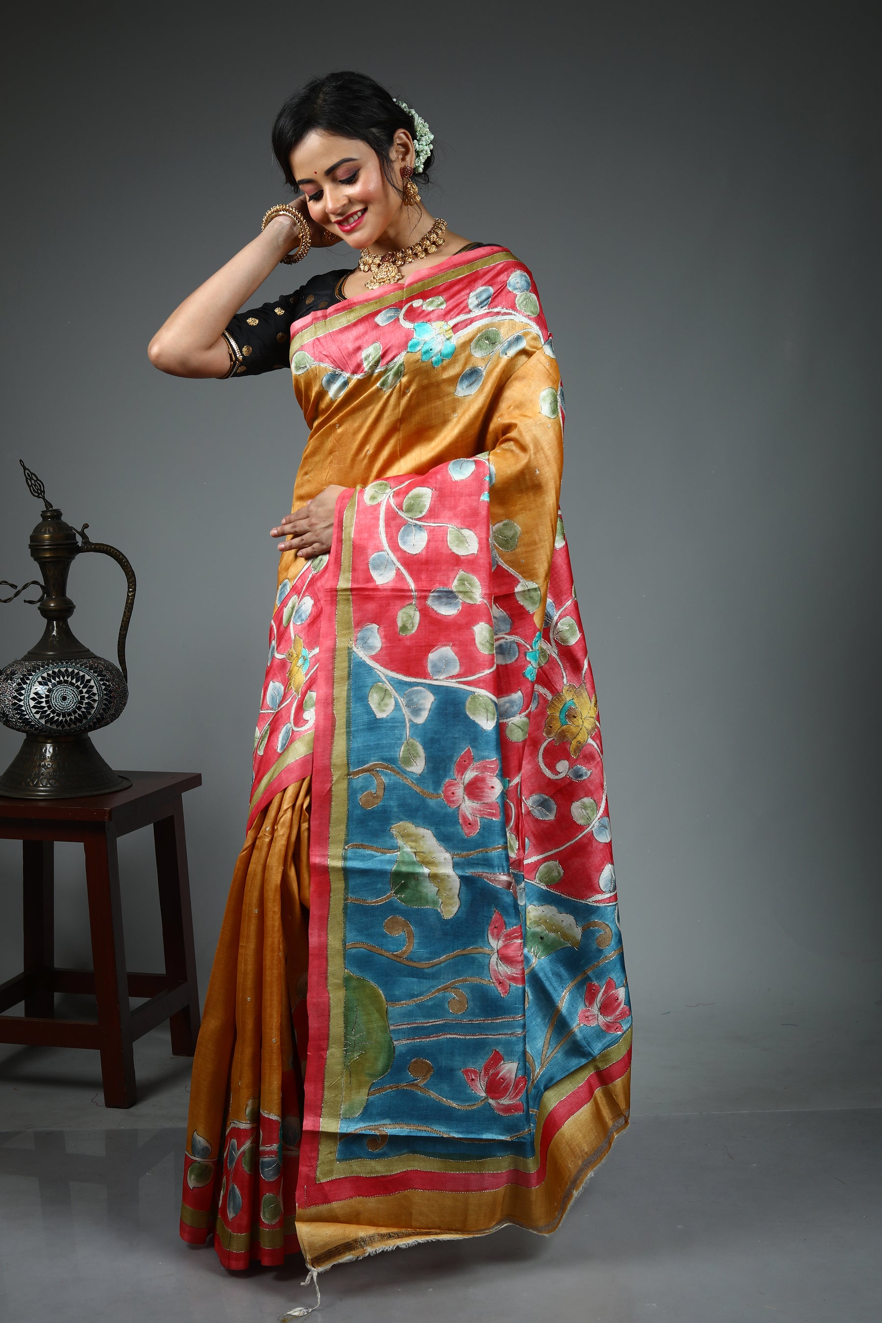 Yellow Tussar Saree