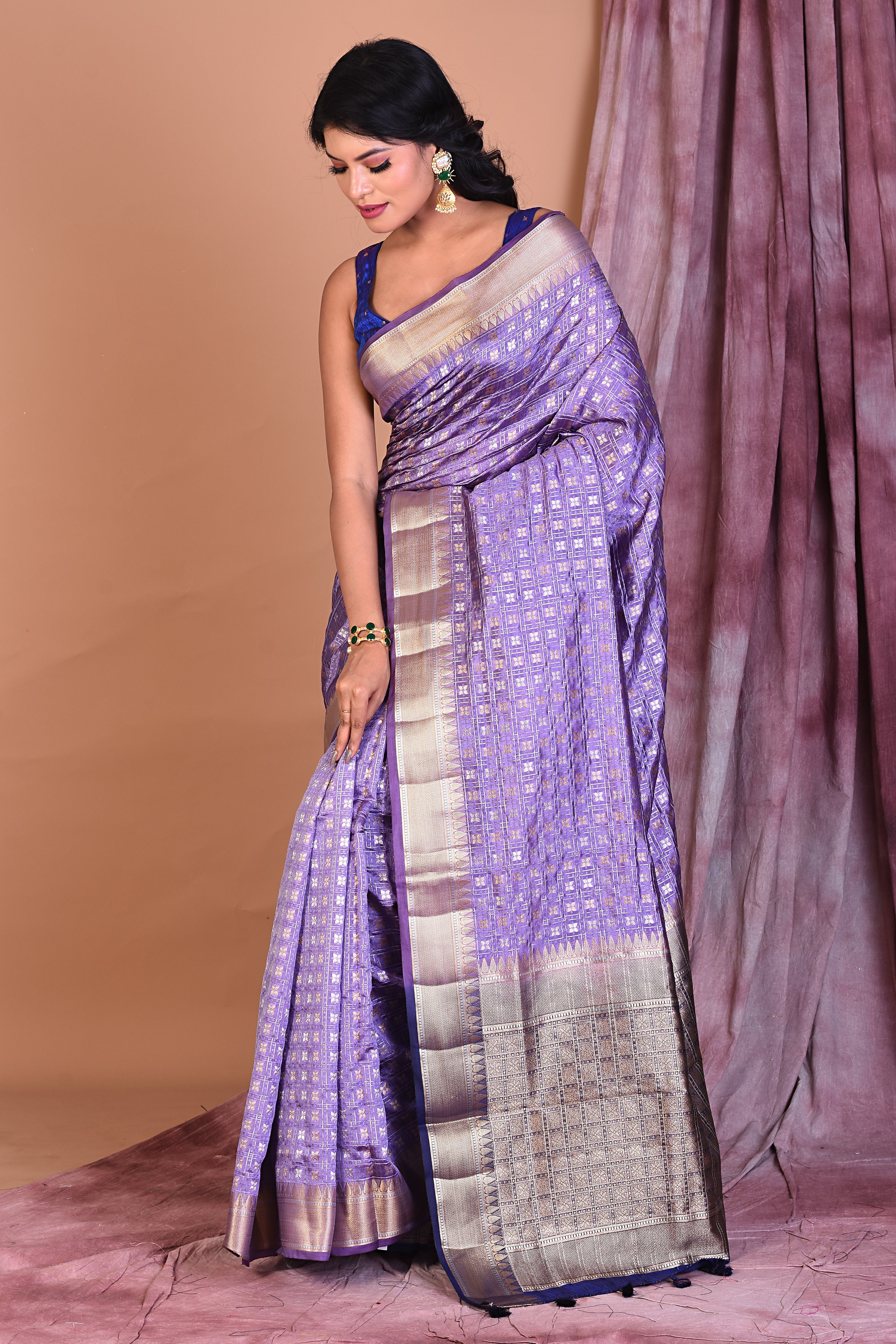 Lavender Blended Silk Saree with Golden Zari - Keya Seth Exclusive