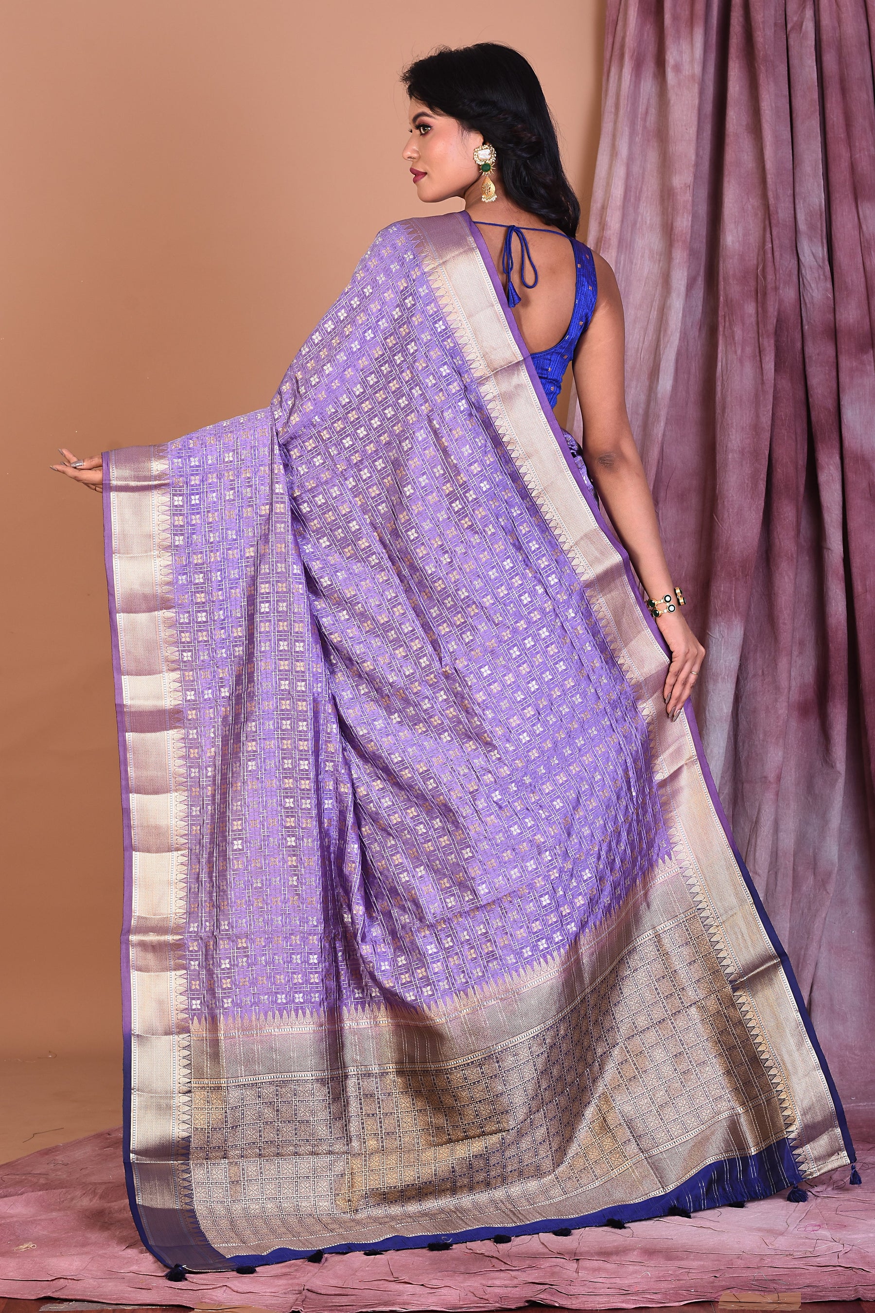 Lavender Blended Silk Saree with Golden Zari - Keya Seth Exclusive