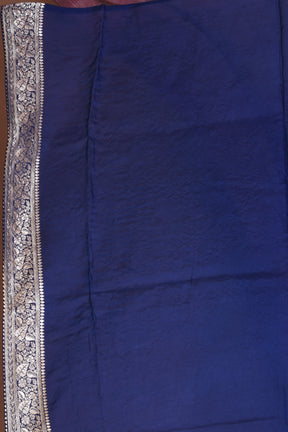 Navy Blue Khaddi Georgette Saree with Golden Zari - Keya Seth Exclusive