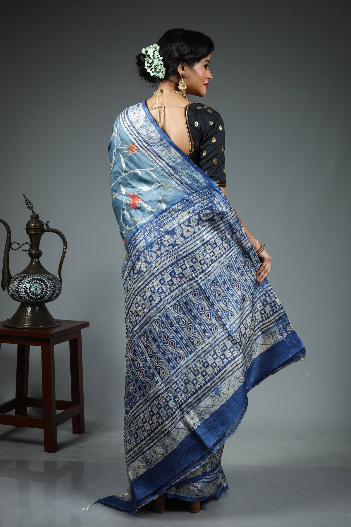Blue Pure Tussar Saree