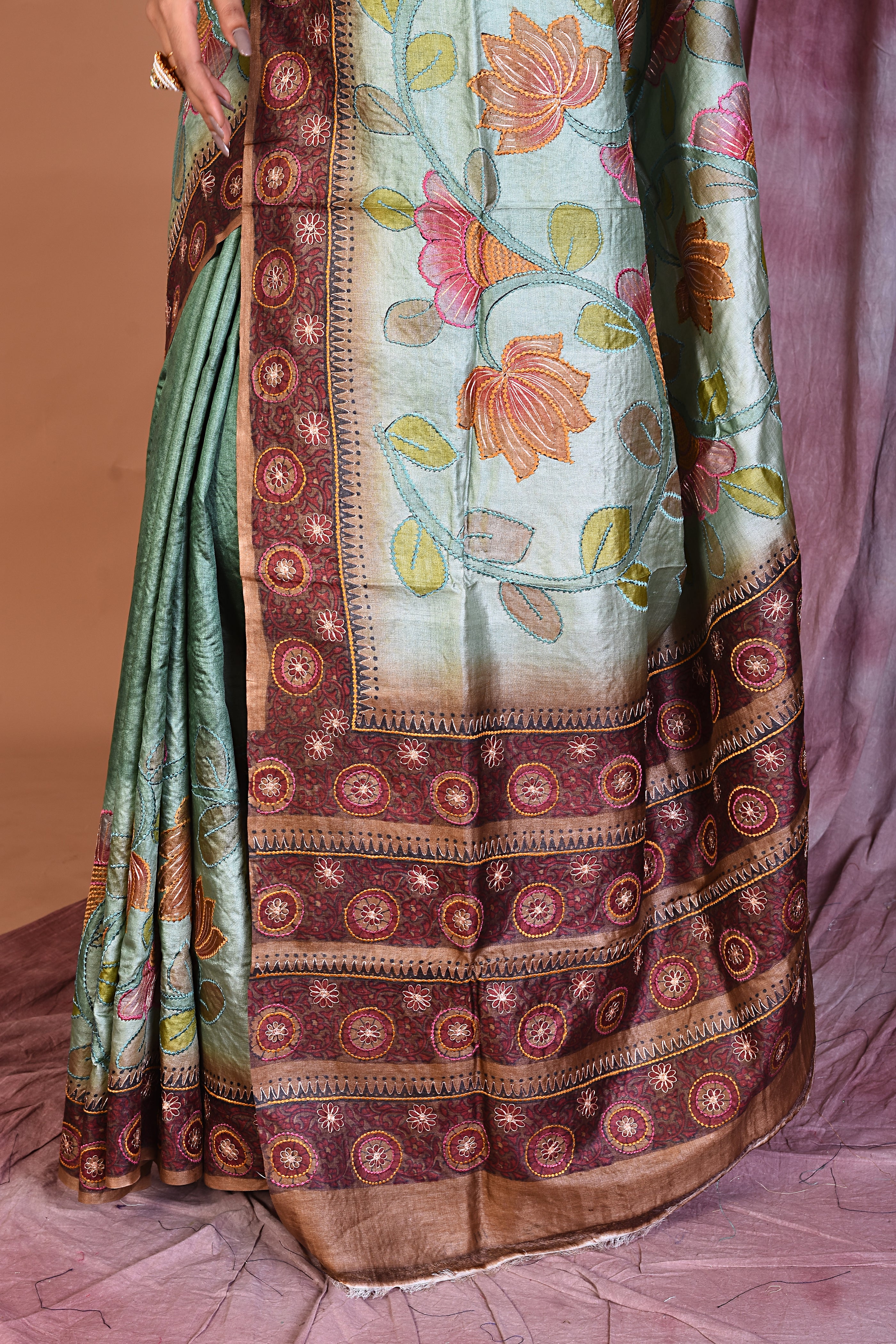 Pesta Green Pure Tussar Saree - Keya Seth Exclusive