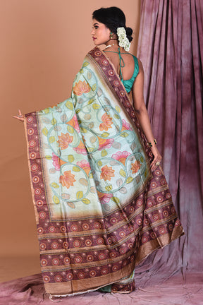 Pesta Green Pure Tussar Saree - Keya Seth Exclusive