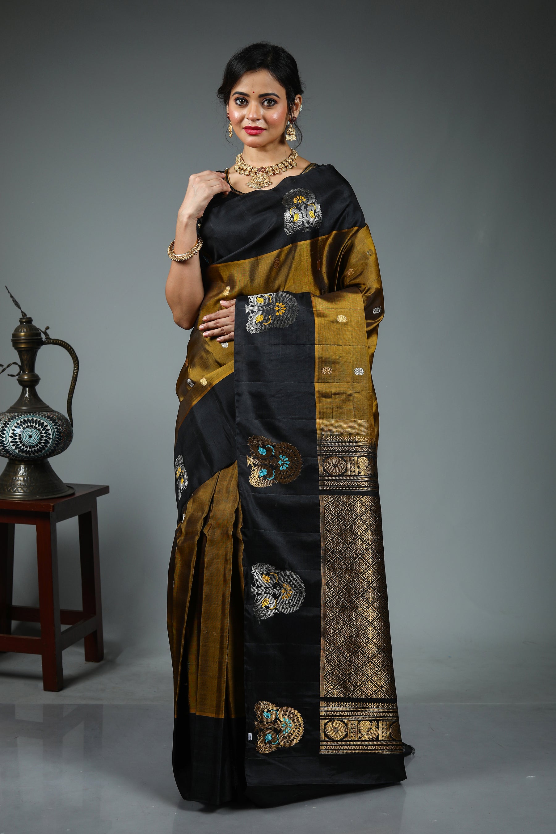 Olive Pure Gadwal Saree