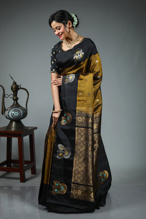 Olive Pure Gadwal Saree