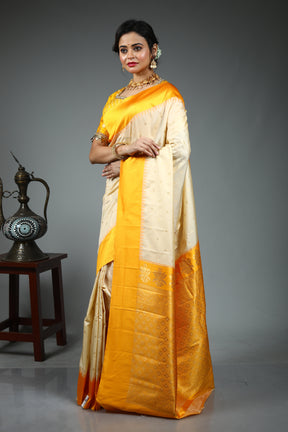 Offwwhite Blended Gadwal Saree