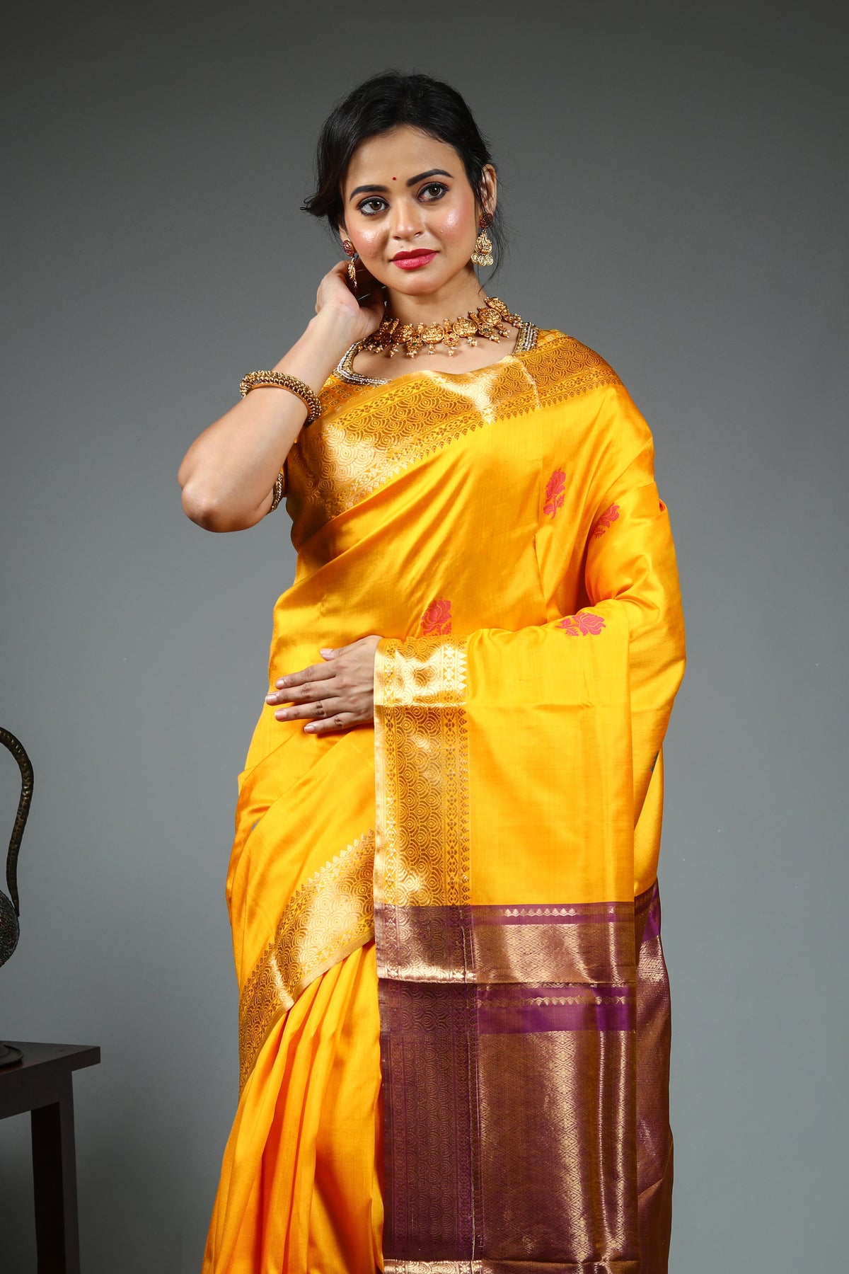 Yellow Pure Baluchari Saree