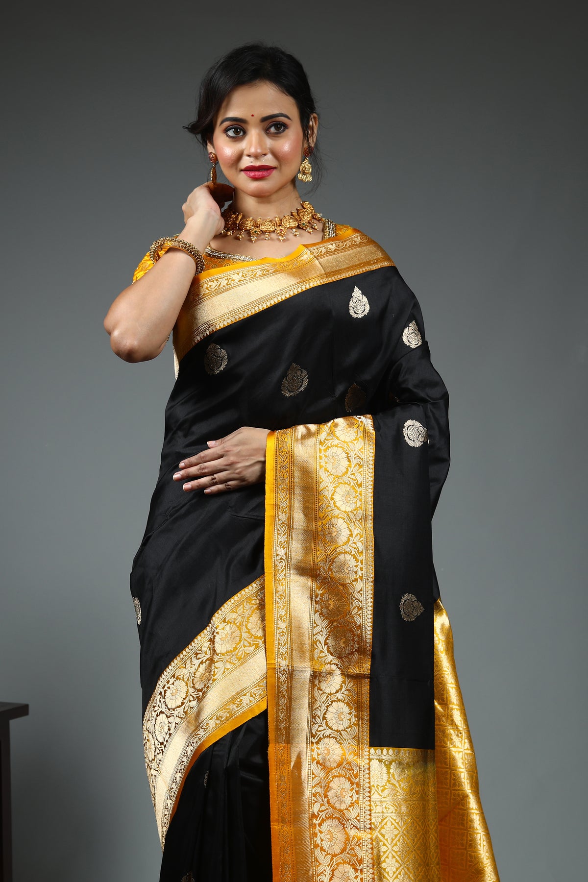 Black Pure Katan Silk Saree