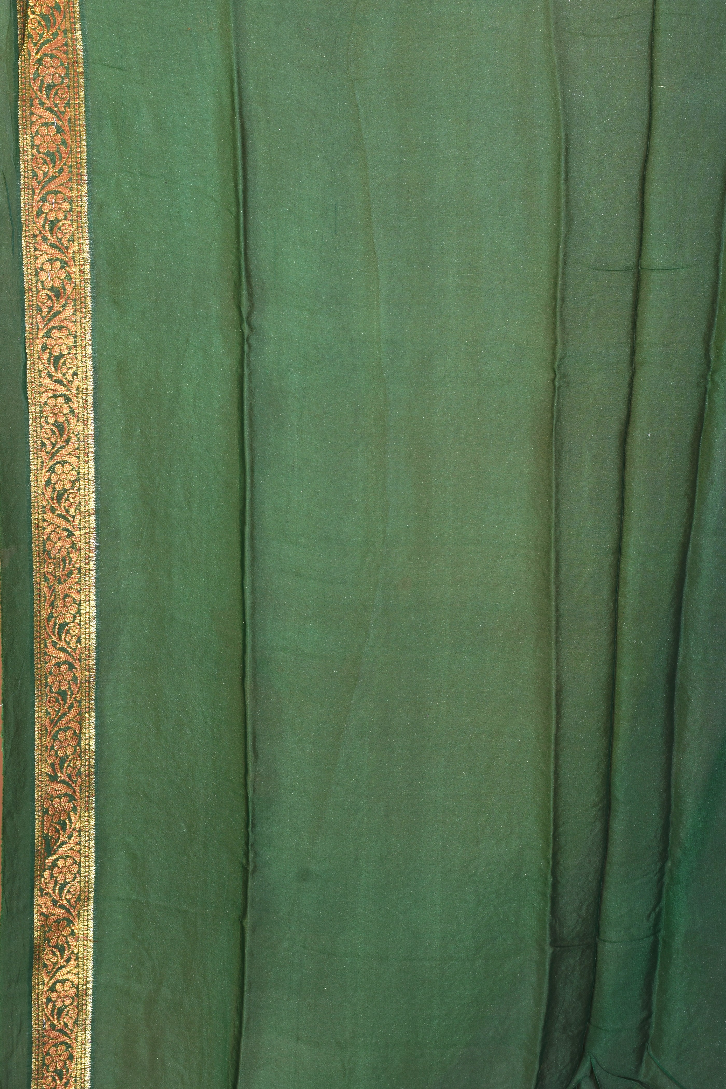 Bottle Green Pure Khaddi Georgette Saree with Golden Zari - Keya Seth Exclusive