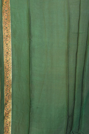 Bottle Green Pure Khaddi Georgette Saree with Golden Zari - Keya Seth Exclusive