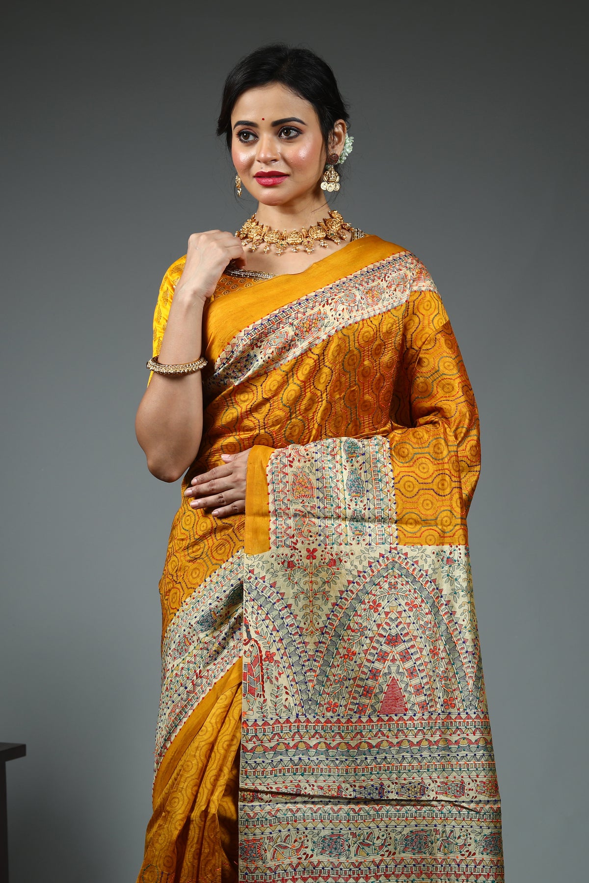 Yellow Pure Silk Saree