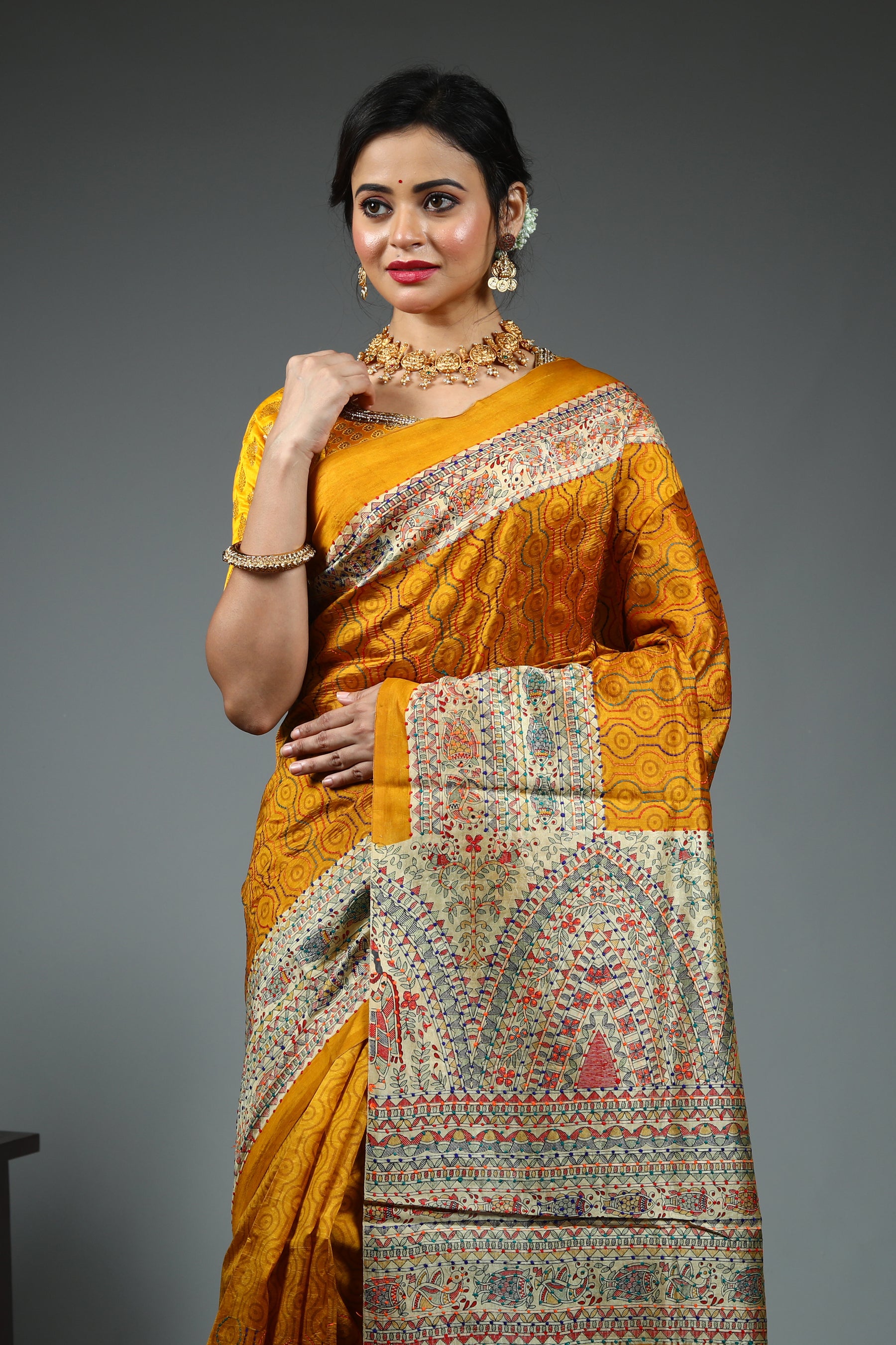 Yellow Pure Silk Saree