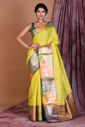 Pesta Blended Tissue Saree with Multicolored Border - Keya Seth Exclusive