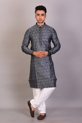 Grey Silk Kurta with Full Sleeves - Keya Seth Exclusive