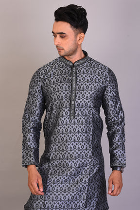 Grey Silk Kurta with Full Sleeves - Keya Seth Exclusive