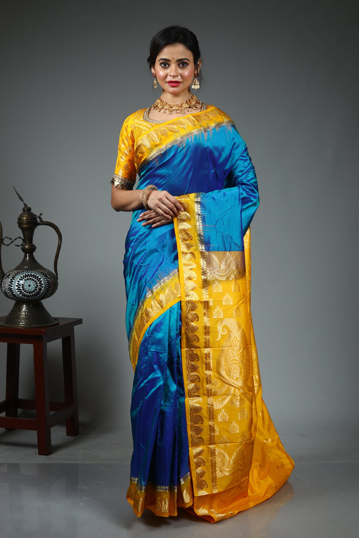 Blue Pure Kanjivaram Silk Saree