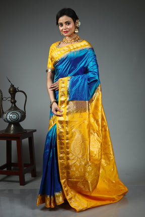 Blue Pure Kanjivaram Silk Saree