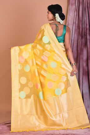 Yellow Blended Organza Saree with Zari Work - Keya Seth Exclusive