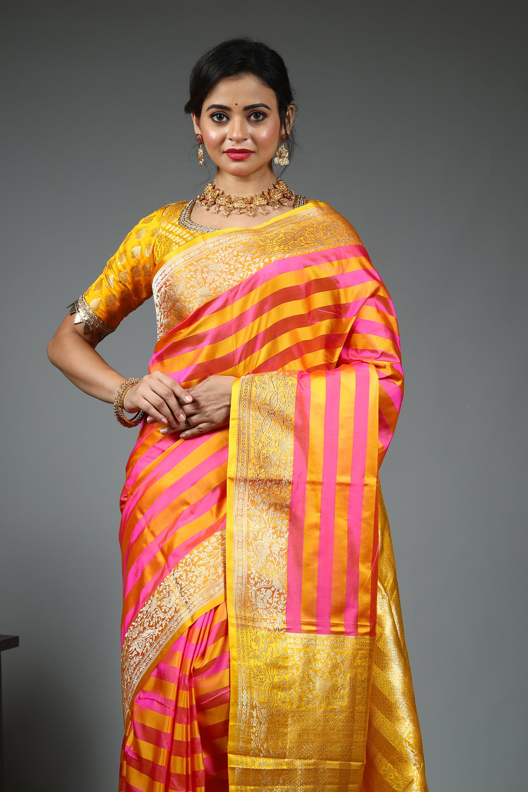 Pink Pure Katan Saree