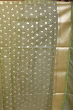 Green Blended Organza Saree with Zari Work - Keya Seth Exclusive