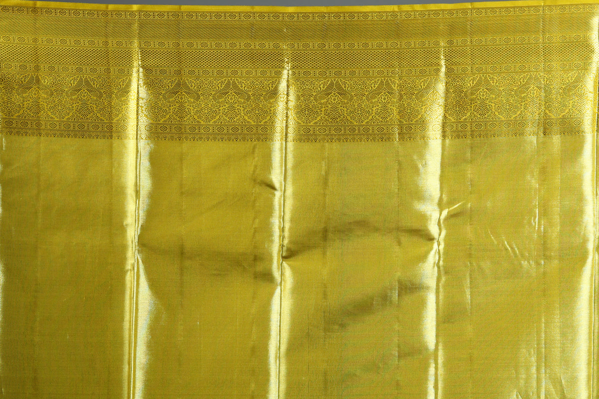 Yellow Dual Tone Pure Tissue Kanjivaram Saree