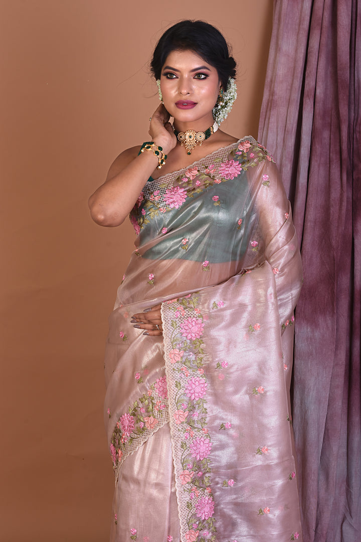 Peach Blended Organza Saree - Keya Seth Exclusive