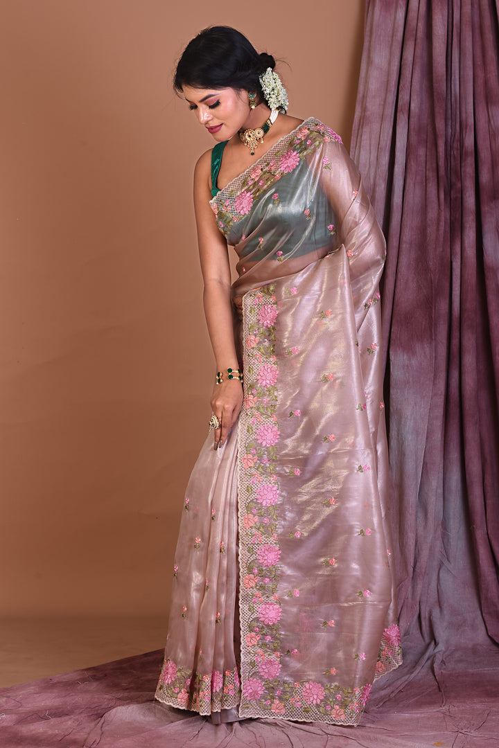 Peach Blended Organza Saree - Keya Seth Exclusive