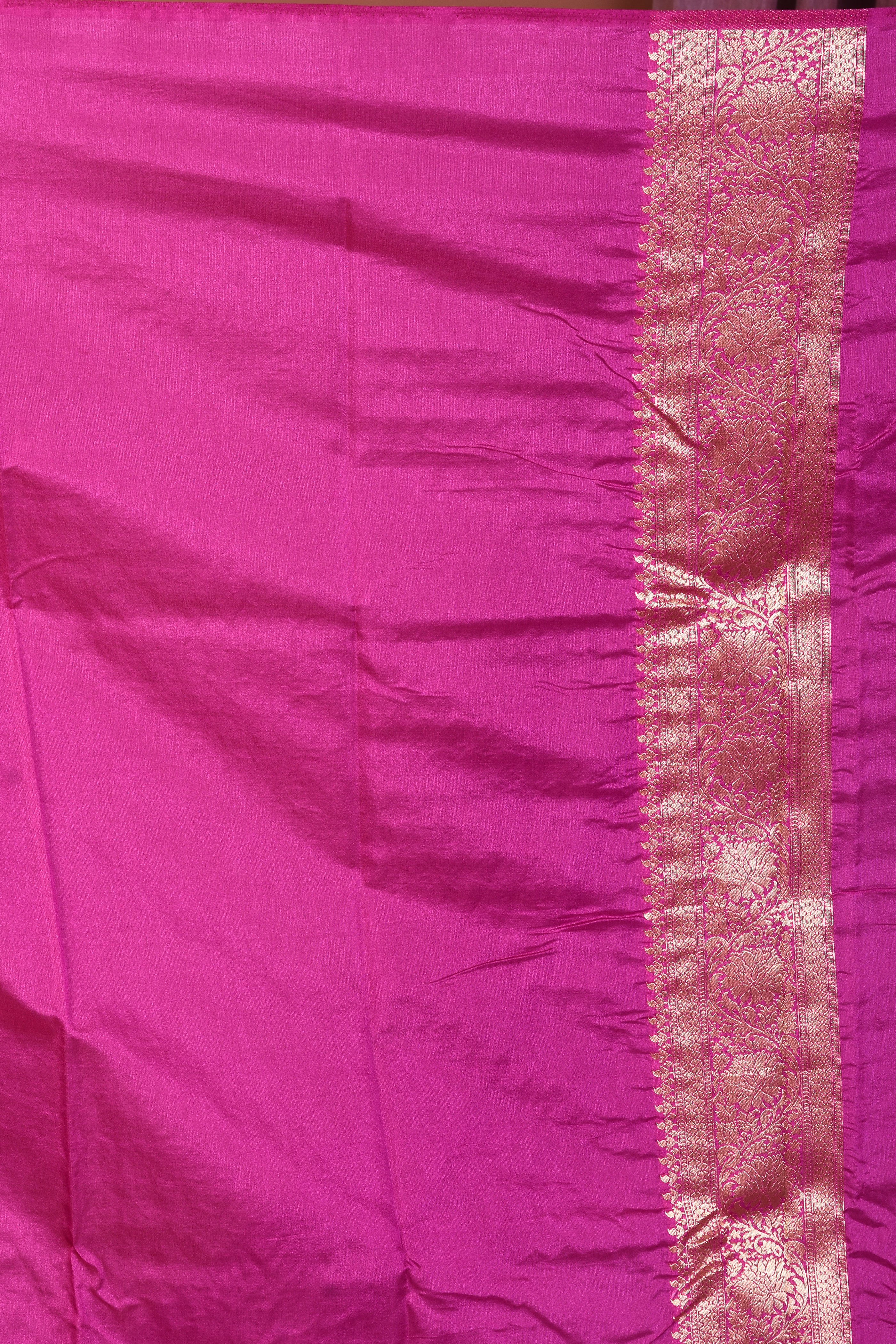 Magenta Semi Katan Saree with Golden Zari - Keya Seth Exclusive