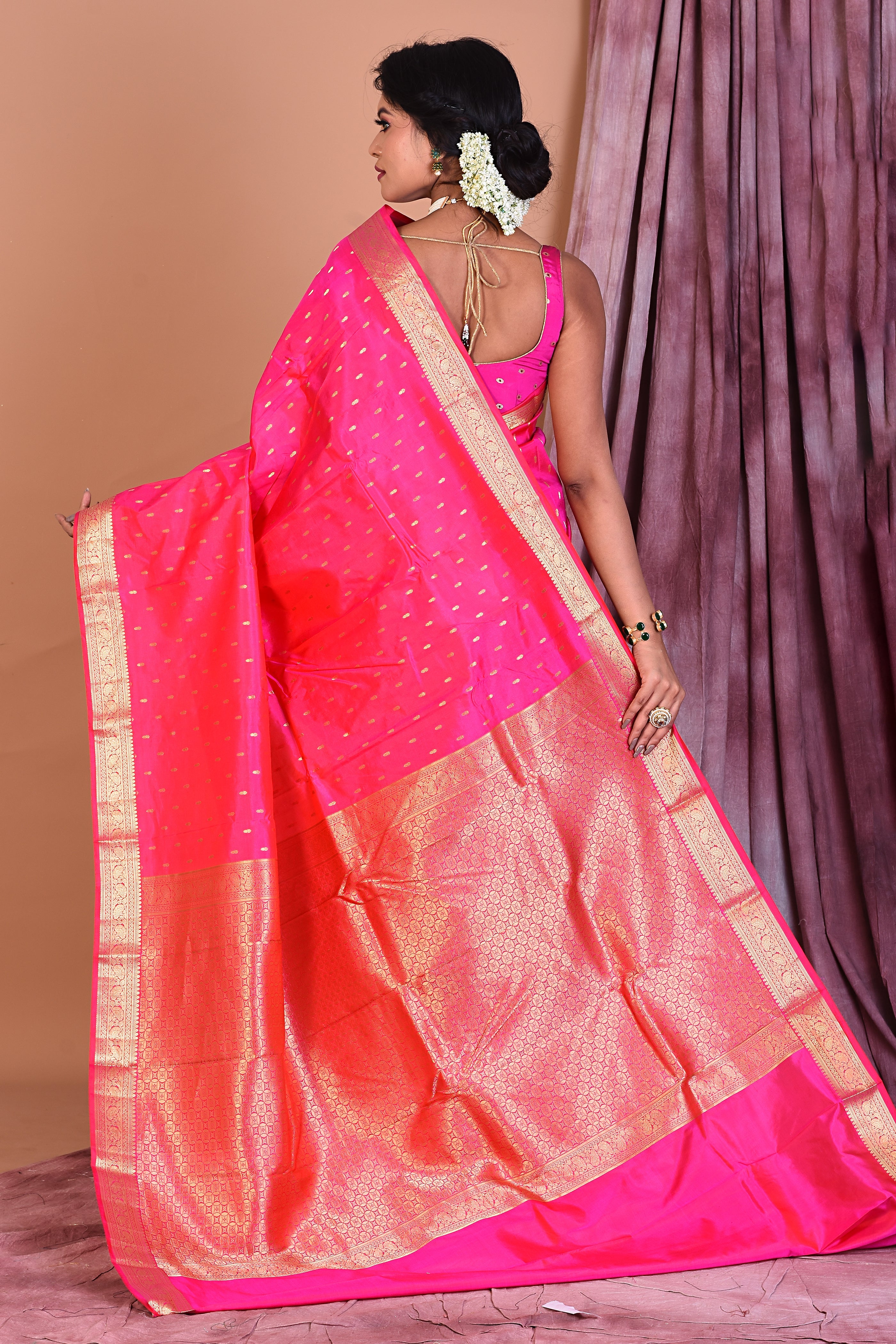 Rani Pure Kanjivaram Saree with Golden Borders - Keya Seth Exclusive