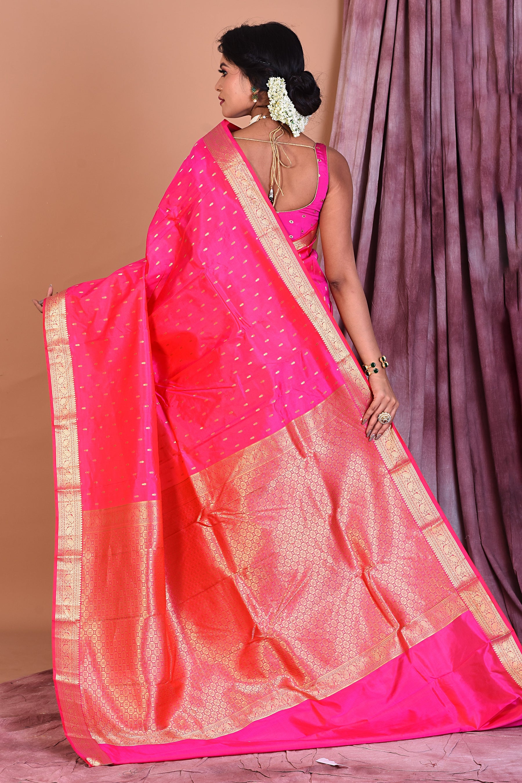 Rani Pure Kanjivaram Saree with Golden Borders - Keya Seth Exclusive